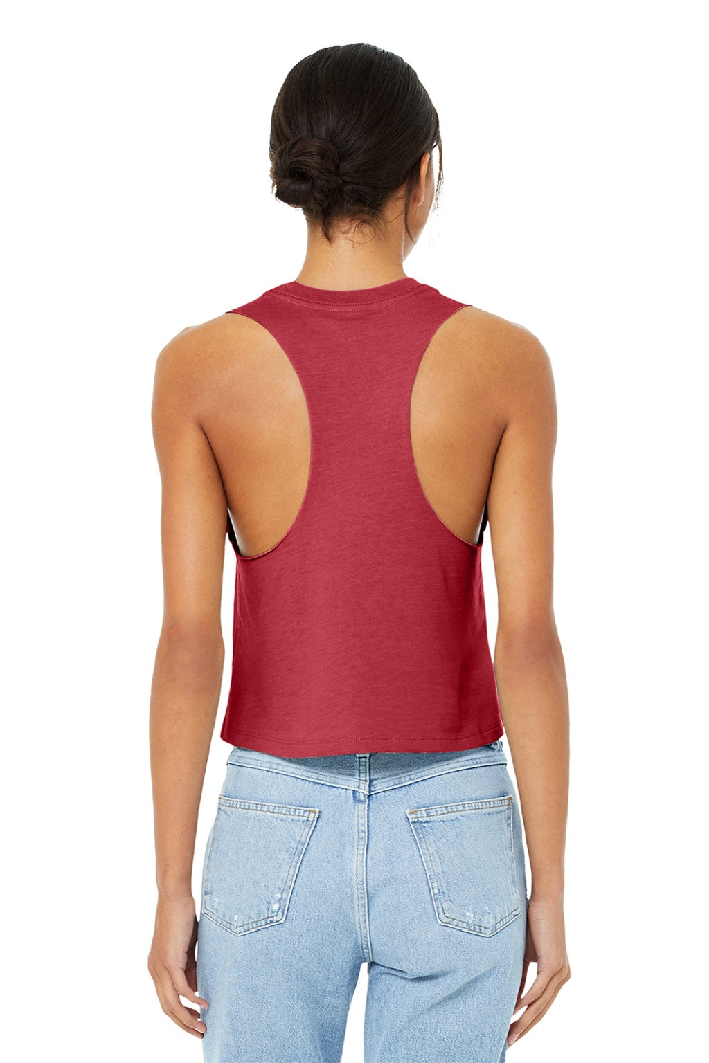 Bella + Canvas BC6682/6682 Womens Cropped Tank Top Heather Red Model Back