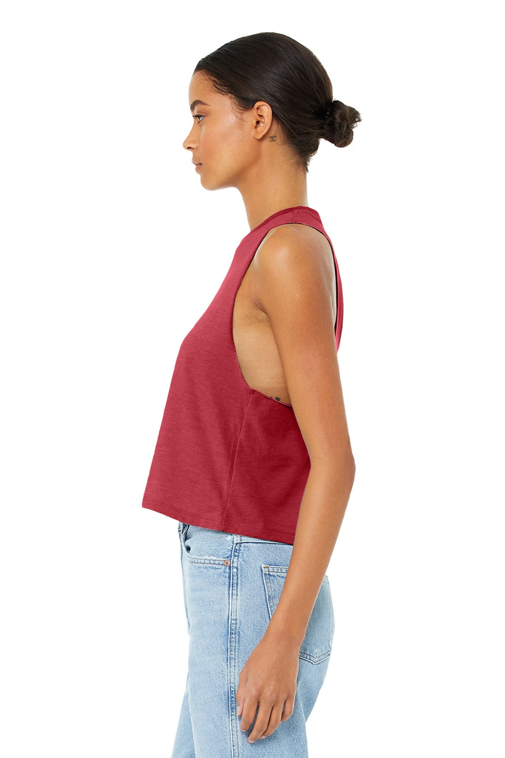 Bella + Canvas BC6682/6682 Womens Cropped Tank Top Heather Red Model Side