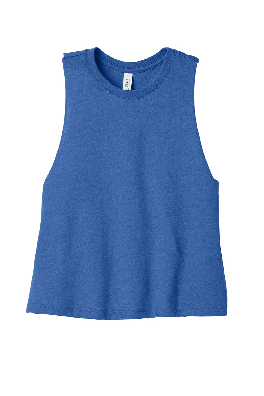 Bella + Canvas BC6682/6682 Womens Cropped Tank Top Heather True Royal Blue Flat Front
