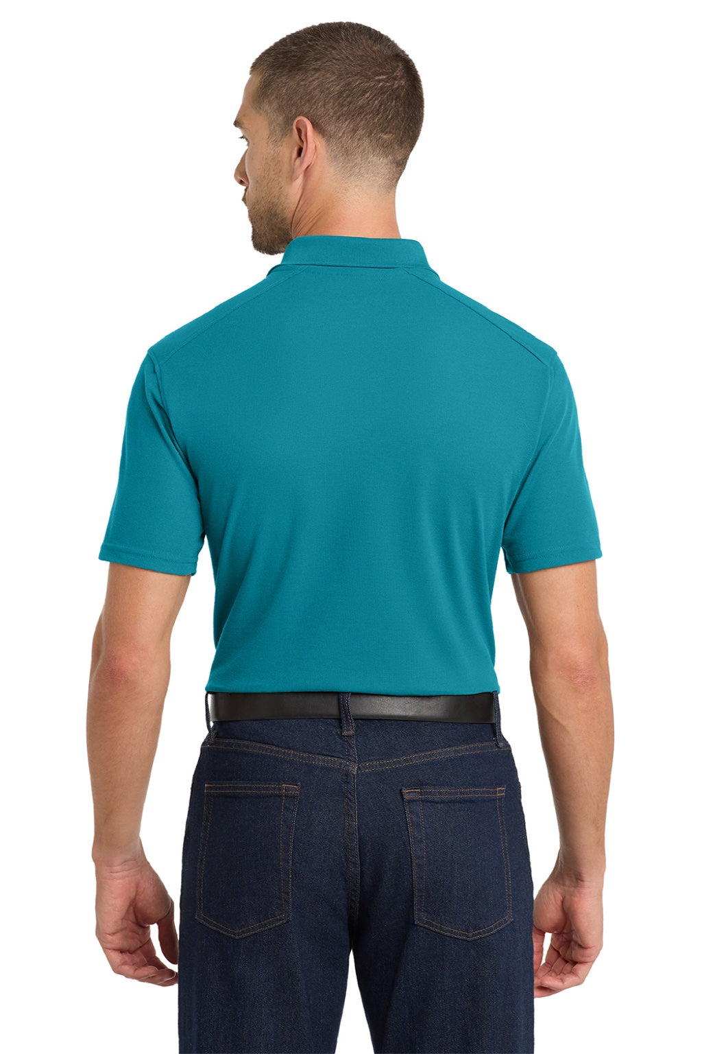 Port Authority K600 Mens EZPerformance Moisture Wicking Short Sleeve Polo Shirt Teal Green Model Back