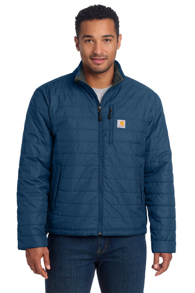 Carhartt CT102208 Mens Gilliam Wind & Water Resistant Full Zip Jacket Dark Blue Model Front