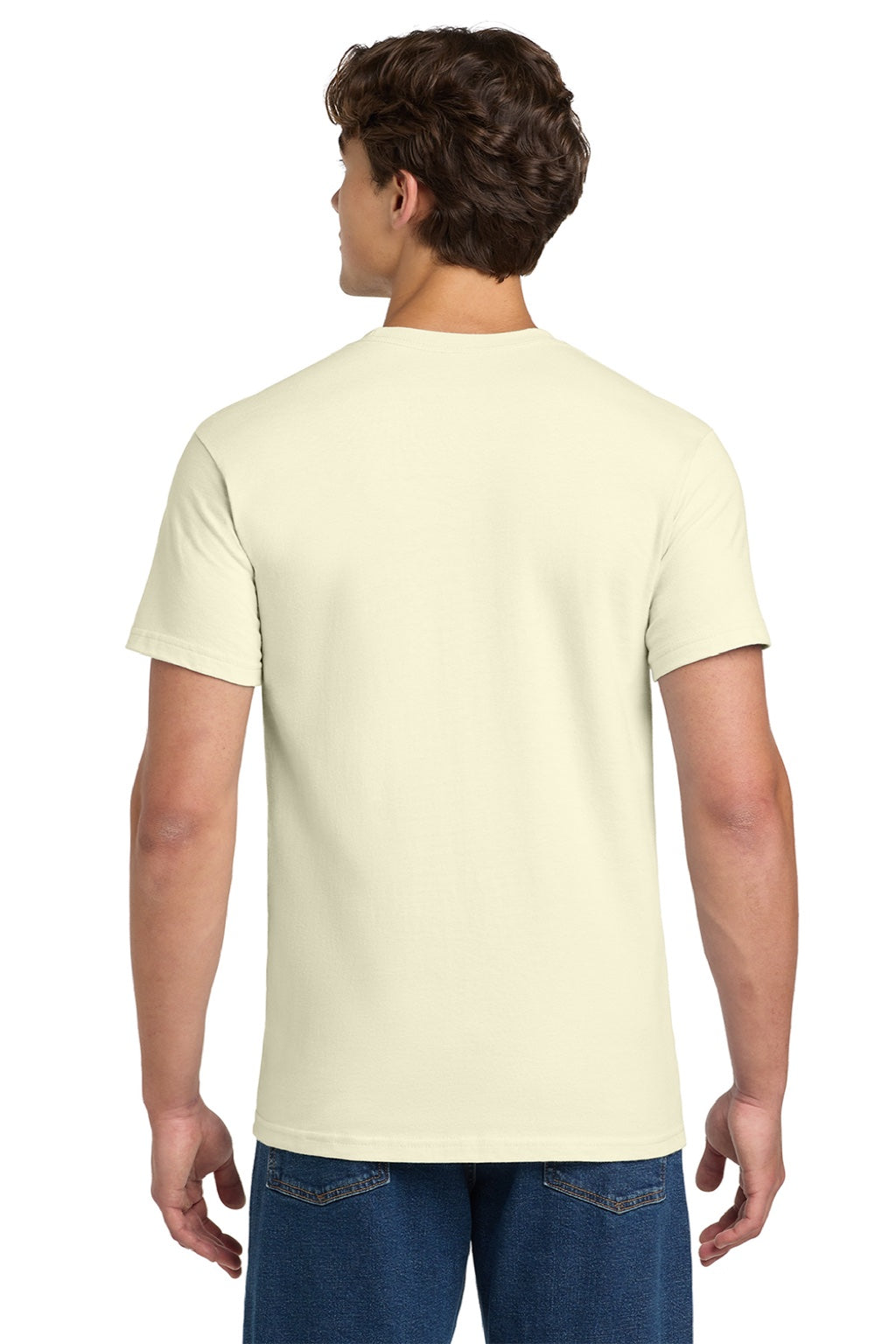 Gildan H000 Mens Hammer Short Sleeve Crewneck T-Shirt Off White Model Back