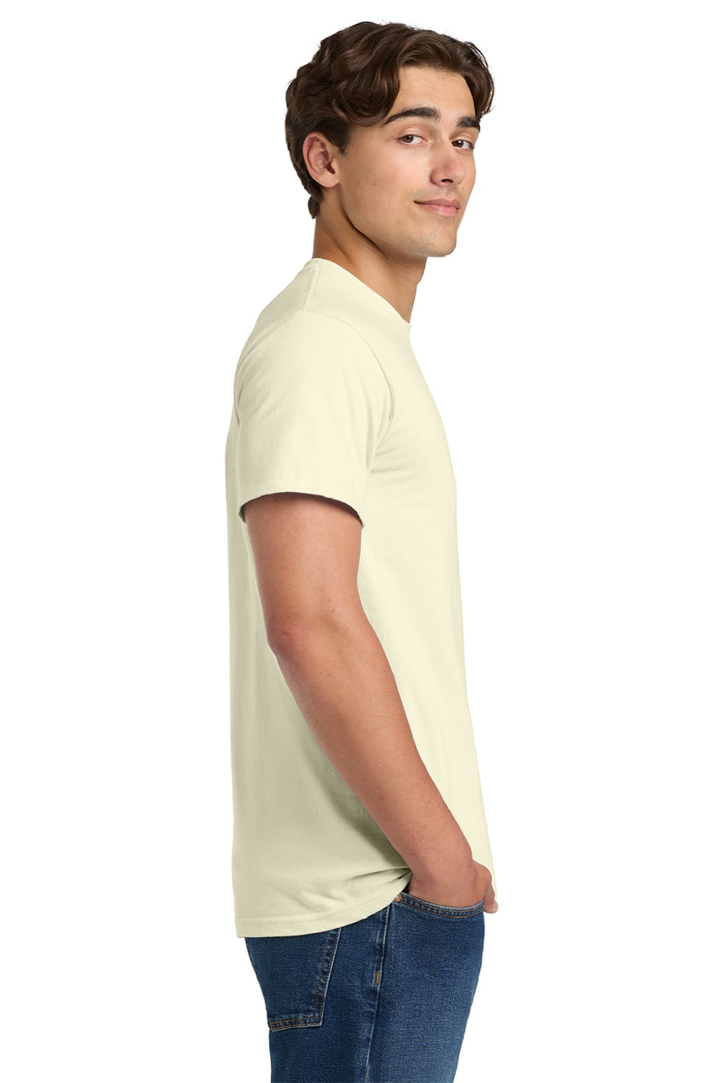Gildan H000 Mens Hammer Short Sleeve Crewneck T-Shirt Off White Model Side