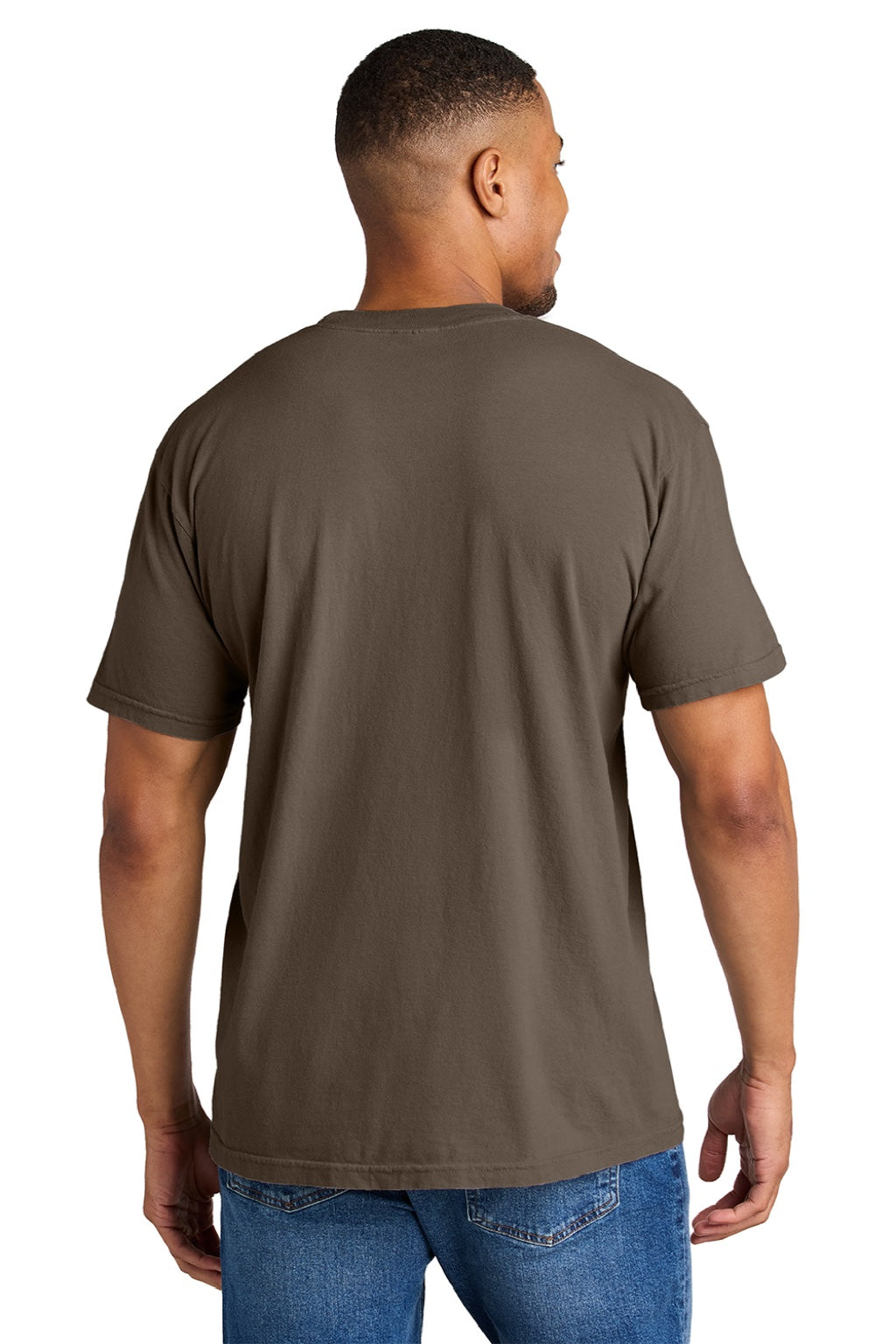 Comfort Colors 1717 Mens Short Sleeve Crewneck T-Shirt Espresso Brown Model Back