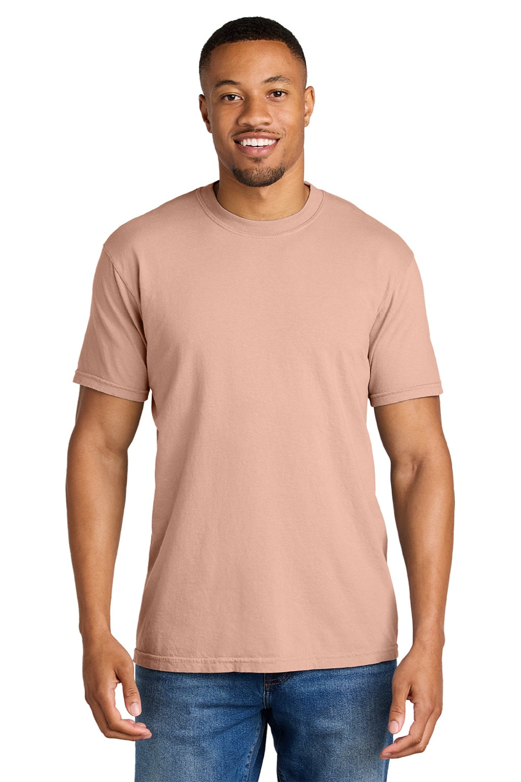 Comfort Colors 1717 Mens Short Sleeve Crewneck T-Shirt Peachy Model Front
