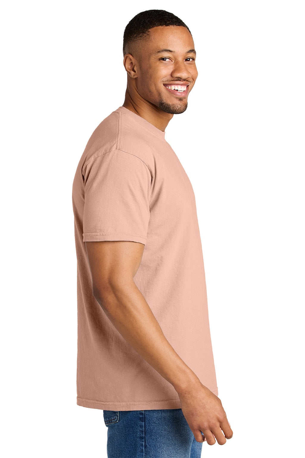 Comfort Colors 1717 Mens Short Sleeve Crewneck T-Shirt Peachy Model Side