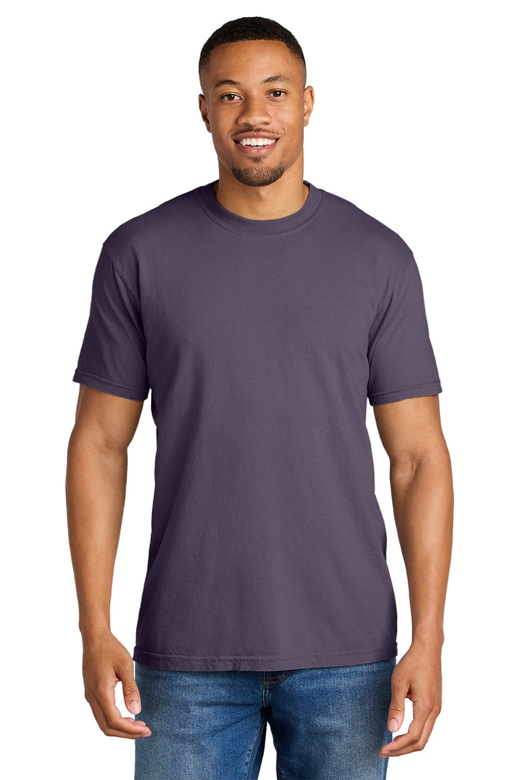 Comfort Colors 1717 Mens Short Sleeve Crewneck T-Shirt Wine Purple Model Front