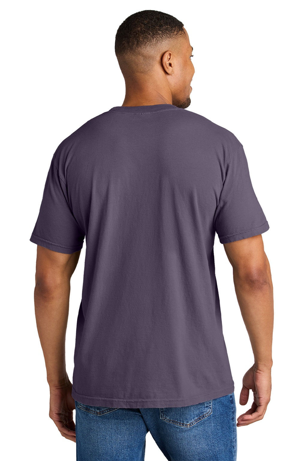 Comfort Colors 1717 Mens Short Sleeve Crewneck T-Shirt Wine Purple Model Back