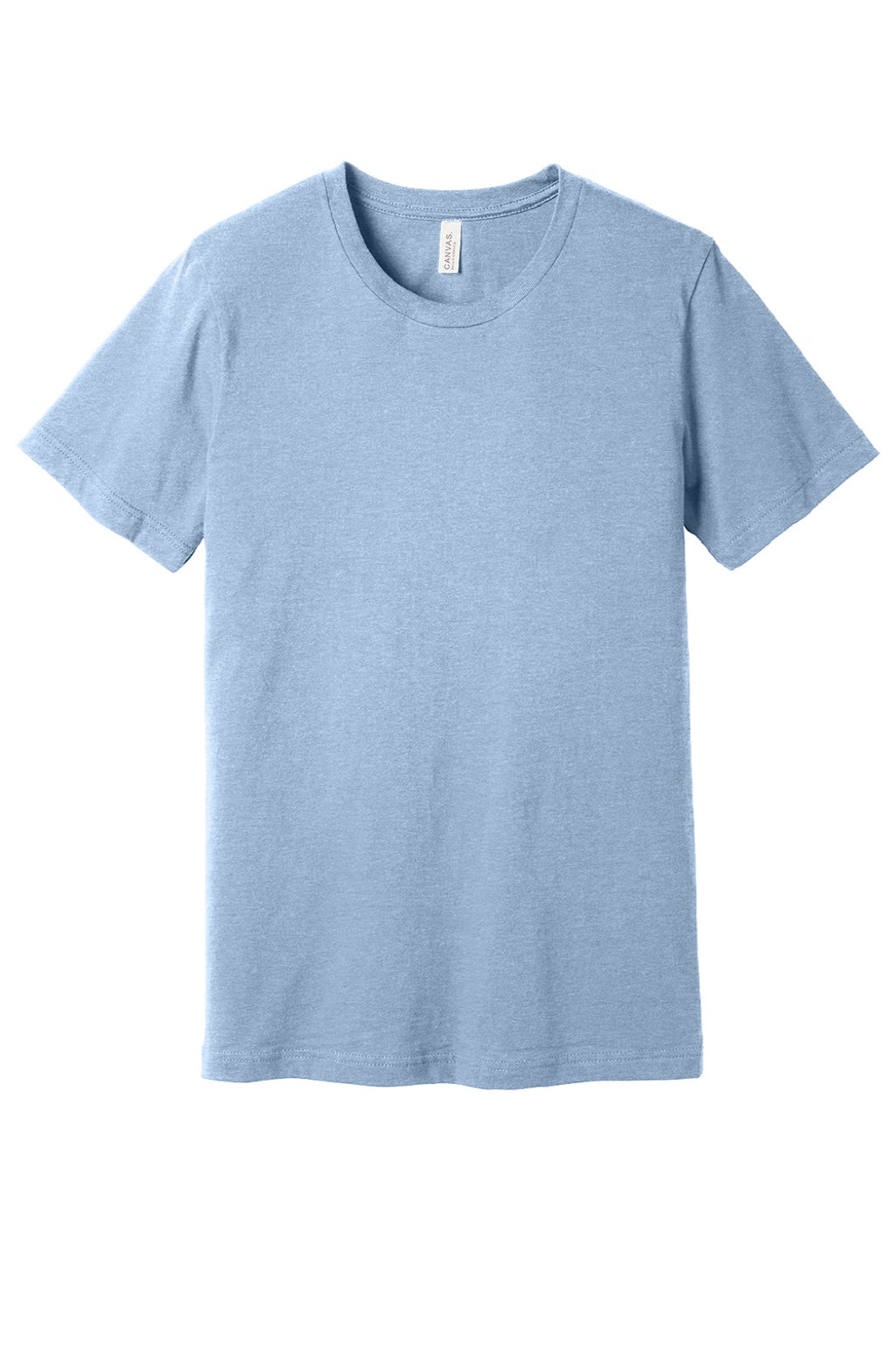 Bella + Canvas BC3001CVC/3001CVC Mens Heather CVC Short Sleeve Crewneck T-Shirt Heather Baby Blue Flat Front