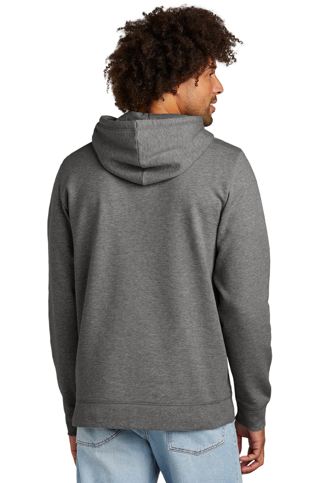 New Era NEA550 Mens Comeback Fleece Hooded Sweatshirt Hoodie w/ Pouch Pocket Heather Dark Grey Model Back