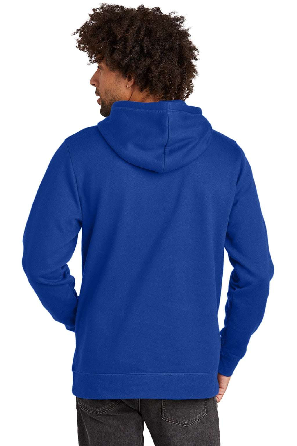 New Era NEA550 Mens Comeback Fleece Hooded Sweatshirt Hoodie w/ Pouch Pocket Royal Blue Model Back