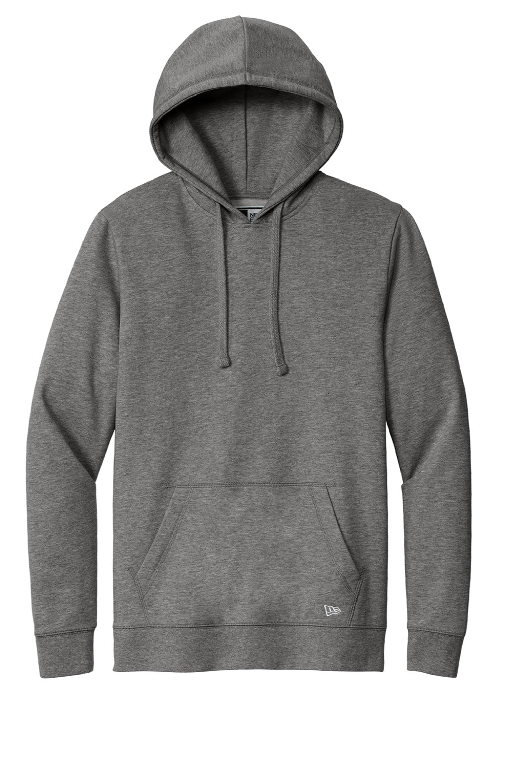 New Era NEA550 Mens Comeback Fleece Hooded Sweatshirt Hoodie w/ Pouch Pocket Heather Dark Grey Flat Front