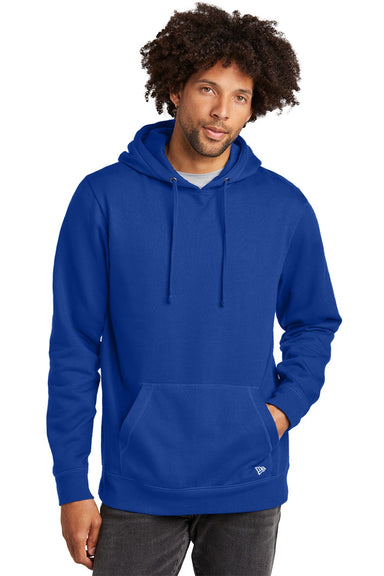 New Era NEA550 Mens Comeback Fleece Hooded Sweatshirt Hoodie w/ Pouch Pocket Royal Blue Model Front