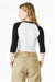Bella + Canvas 1200 Womens Micro Ribbed Raglan 3/4 Sleeve Crewneck Baby T-Shirt White/Black Model Back