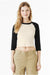 Bella + Canvas BC1200/1200 Womens Micro Ribbed Raglan 3/4 Sleeve Crewneck Baby T-Shirt Natural/Black Model Front