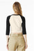 Bella + Canvas BC1200/1200 Womens Micro Ribbed Raglan 3/4 Sleeve Crewneck Baby T-Shirt Natural/Black Model Back