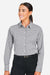 Devon & Jones DG536W Womens CrownLux Performance Gingham Long Sleeve Button Down Shirt Graphite Grey/White Model Front