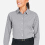 Devon & Jones Womens CrownLux Performance Moisture Wicking Gingham Long Sleeve Button Down Shirt - Graphite Grey/White - New