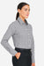 Devon & Jones DG536W Womens CrownLux Performance Gingham Long Sleeve Button Down Shirt Graphite Grey/White Model Side