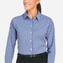 Devon & Jones Womens CrownLux Performance Moisture Wicking Gingham Long Sleeve Button Down Shirt - Navy Blue/White - New