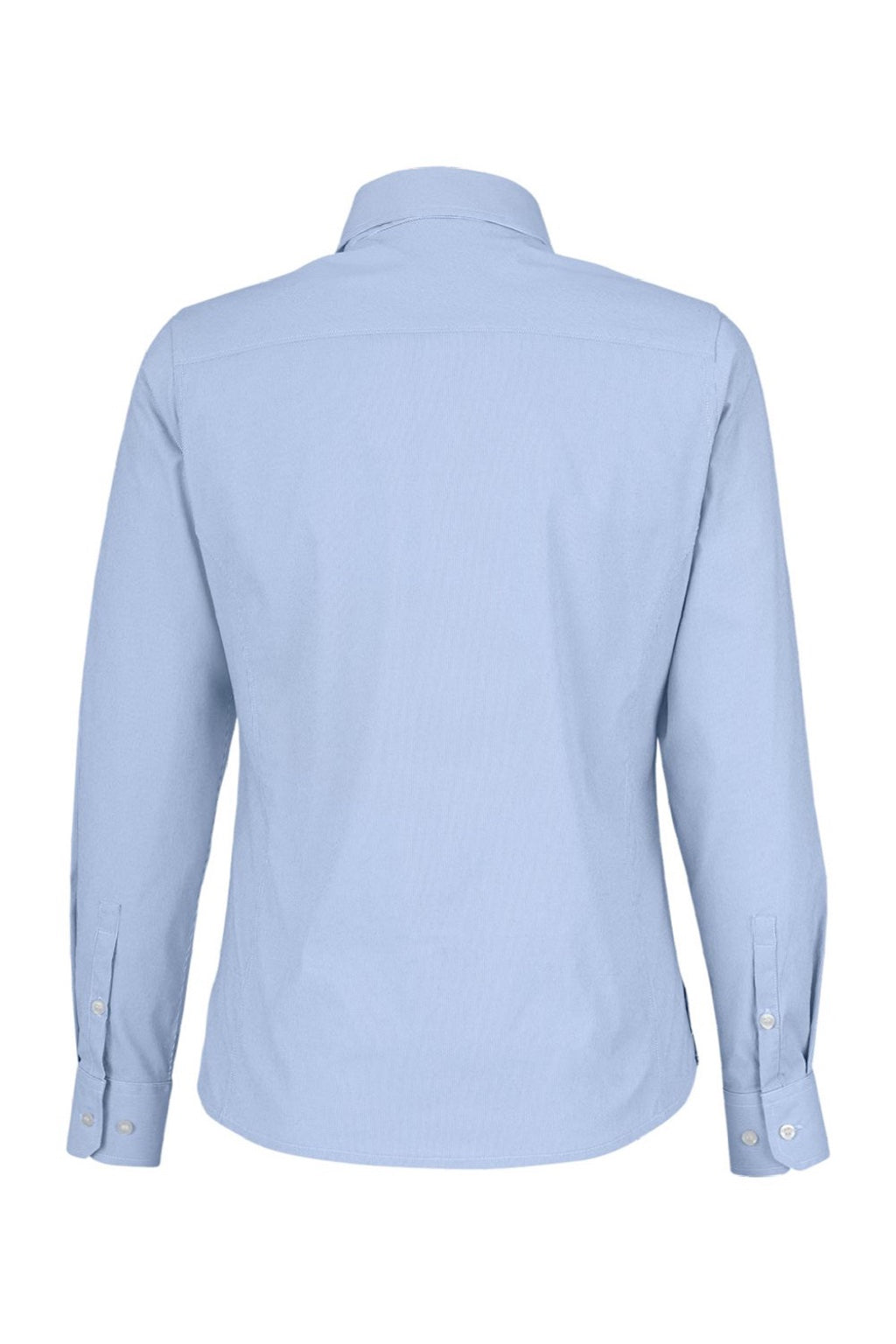 Devon & Jones DG537W Womens CrownLux Performance Microstripe Long Sleeve Button Down Shirt French Blue/White Flat Back