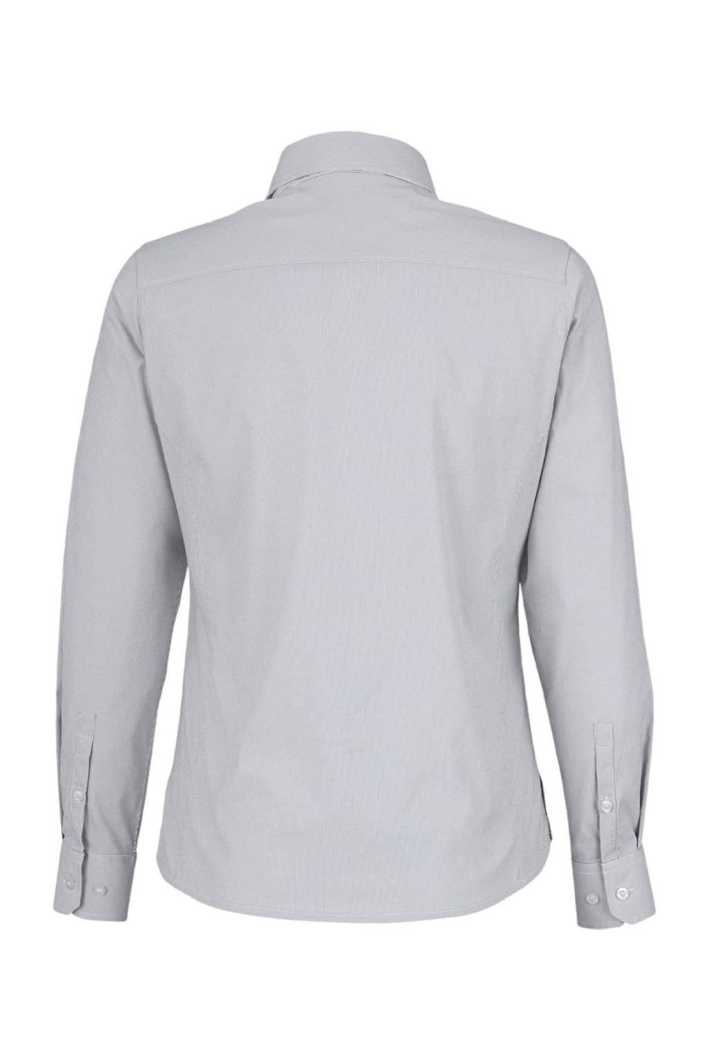 Devon & Jones DG537W Womens CrownLux Performance Microstripe Long Sleeve Button Down Shirt Graphite Grey/White Flat Back