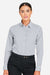 Devon & Jones DG537W Womens CrownLux Performance Microstripe Long Sleeve Button Down Shirt Graphite Grey/White Model Front