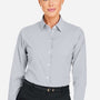 Devon & Jones Womens CrownLux Performance Moisture Wicking Microstripe Long Sleeve Button Down Shirt - Graphite Grey/White - New