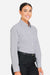Devon & Jones DG537W Womens CrownLux Performance Microstripe Long Sleeve Button Down Shirt Graphite Grey/White Model Side