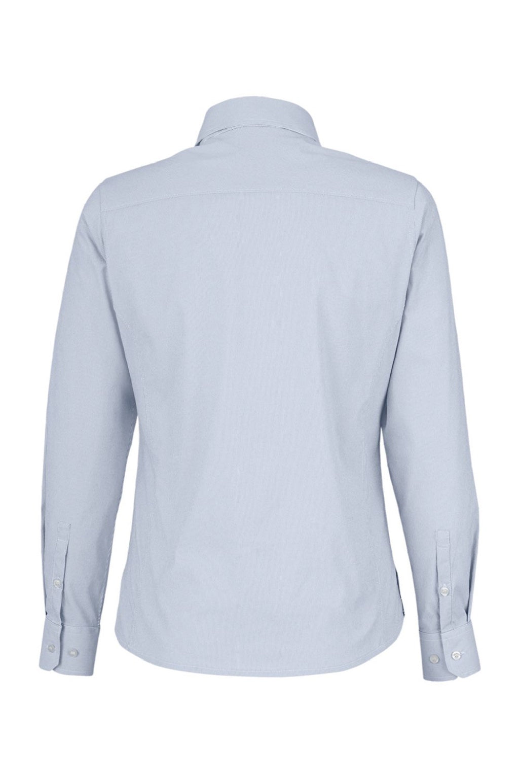 Devon & Jones DG537W Womens CrownLux Performance Microstripe Long Sleeve Button Down Shirt Navy Blue/White Flat Back