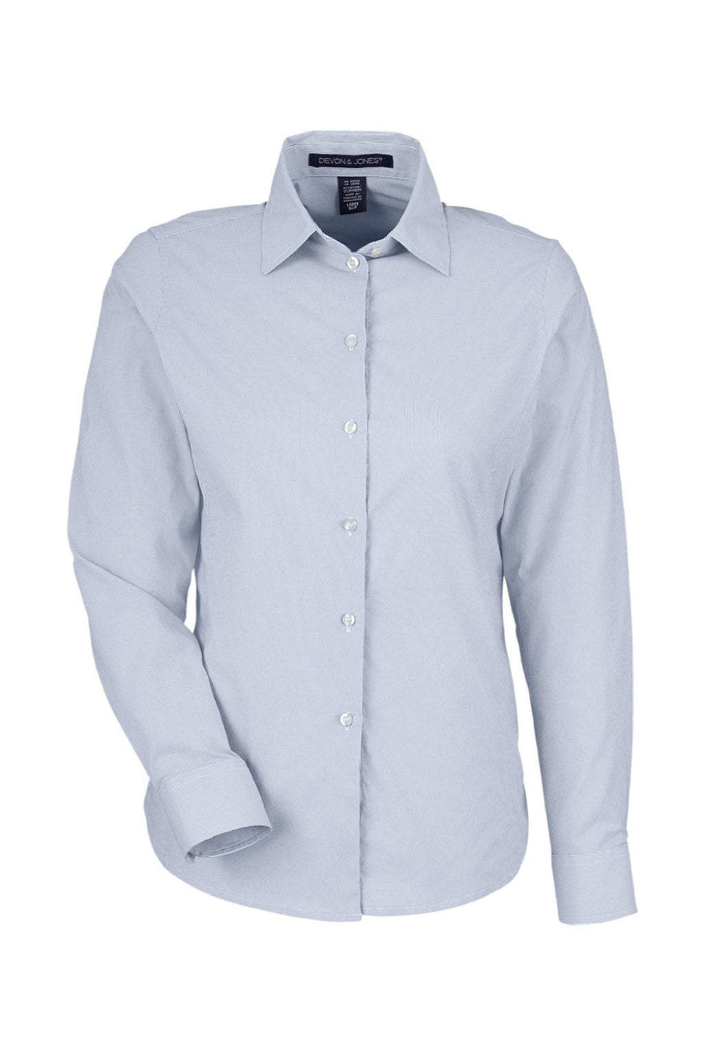 Devon & Jones DG537W Womens CrownLux Performance Microstripe Long Sleeve Button Down Shirt Navy Blue/White Flat Front
