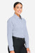 Devon & Jones DG537W Womens CrownLux Performance Microstripe Long Sleeve Button Down Shirt Navy Blue/White Model Side