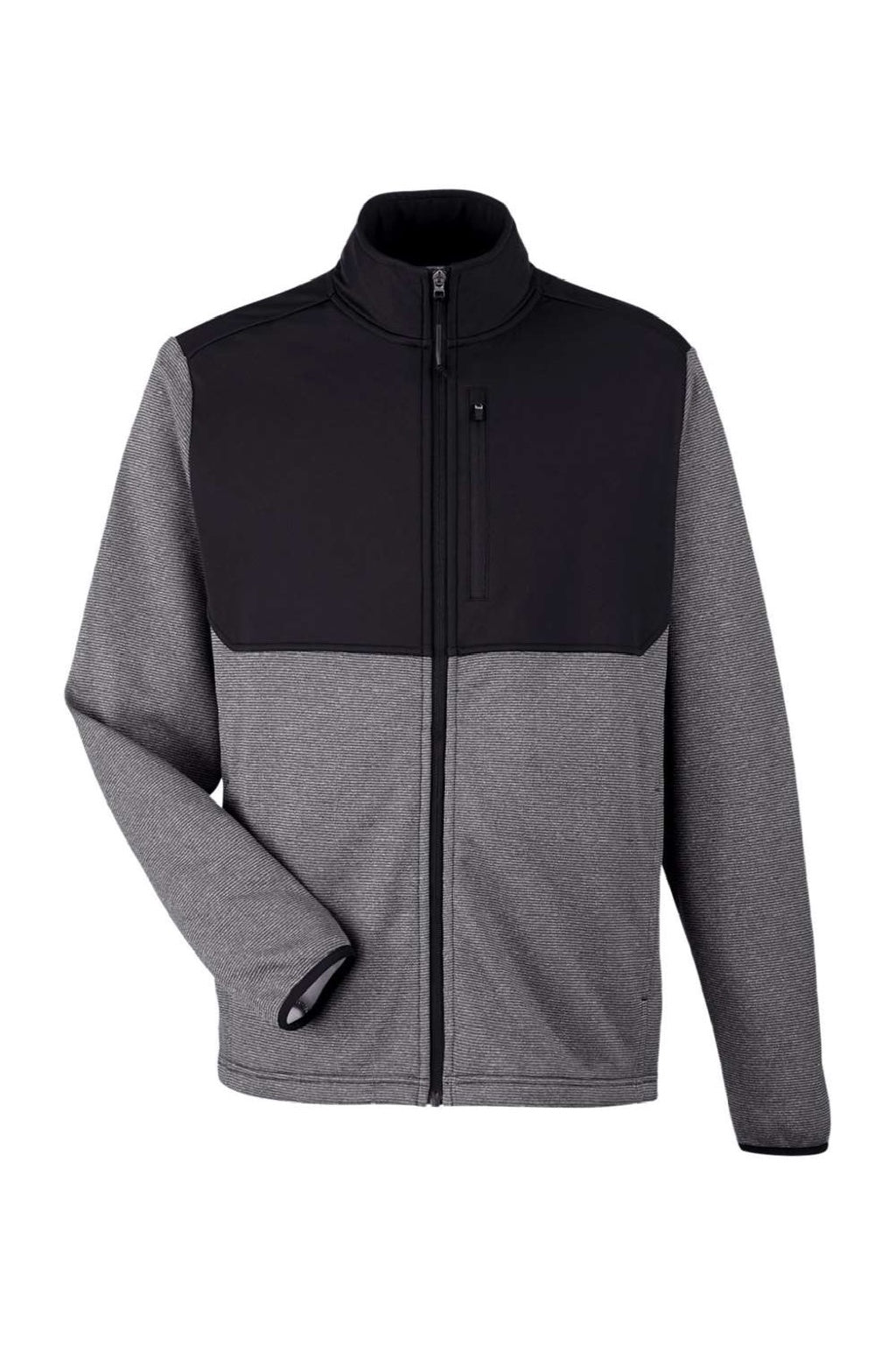 Core 365 CE74 Mens Venture Heathered Stripe Hybrid Full Zip Jacket Black/White Flat Front