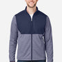 Core 365 Mens Venture Heathered Stripe Hybrid Moisture Wicking Full Zip Jacket - Classic Navy Blue/White - Coming Soon