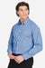 Devon & Jones DG536 Mens CrownLux Performance Gingham Long Sleeve Button Down Shirt French Blue/White Model Side