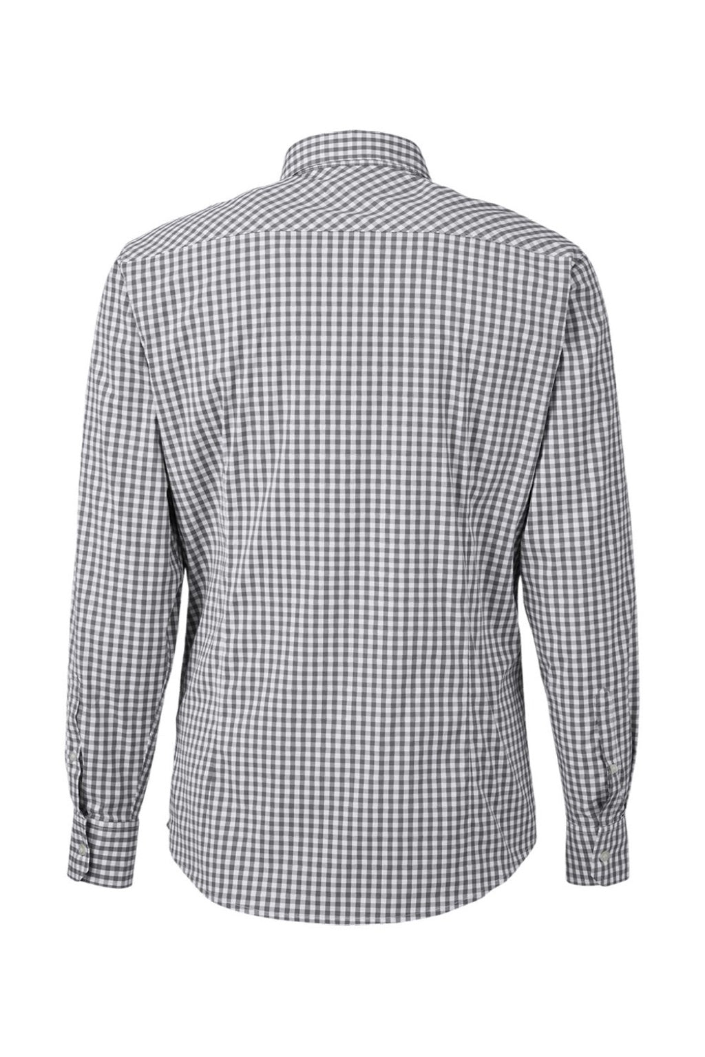 Devon & Jones DG536 Mens CrownLux Performance Gingham Long Sleeve Button Down Shirt Graphite Grey/White Flat Back