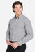 Devon & Jones DG536 Mens CrownLux Performance Gingham Long Sleeve Button Down Shirt Graphite Grey/White Model Side