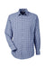 Devon & Jones DG536 Mens CrownLux Performance Gingham Long Sleeve Button Down Shirt Navy Blue/White Flat Front