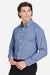 Devon & Jones DG536 Mens CrownLux Performance Gingham Long Sleeve Button Down Shirt Navy Blue/White Model Side