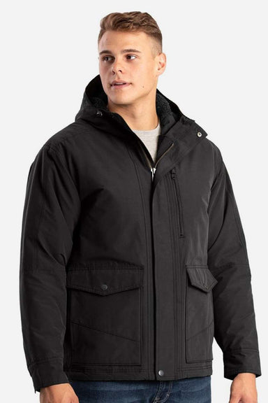 Berne HJ67 Mens Highland Quilt Lined Micro Duck Full Zip Hooded Jacket Black Model Front