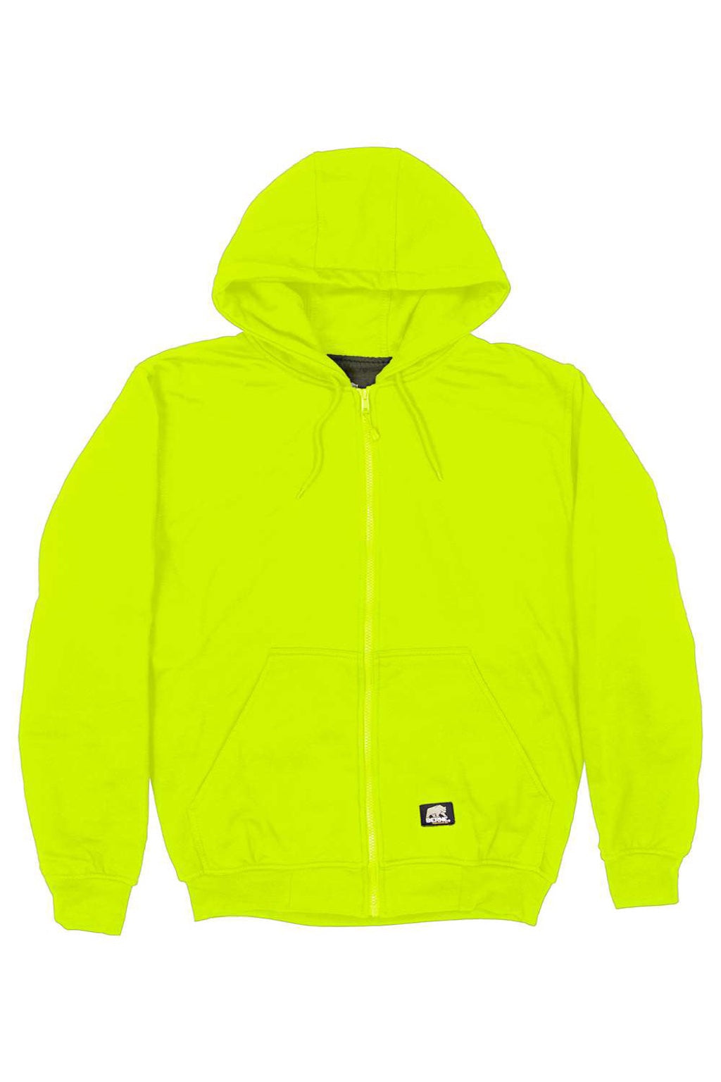 Berne HVF101 Mens Heritage Thermal Lined Full Zip Hooded Sweatshirt Hoodie w/ Pockets Yellow Flat Front