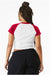 Bella + Canvas BC1201/1201 Womens Micro Ribbed Raglan Short Sleeve Crewneck Baby T-Shirt White/Red Model Back