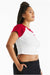 Bella + Canvas BC1201/1201 Womens Micro Ribbed Raglan Short Sleeve Crewneck Baby T-Shirt White/Red Model Side