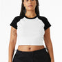 Bella + Canvas Womens Micro Ribbed Raglan Short Sleeve Crewneck Baby T-Shirt - White/Black