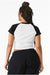 Bella + Canvas BC1201/1201 Womens Micro Ribbed Raglan Short Sleeve Crewneck Baby T-Shirt White/Black Model Back