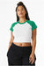 Bella + Canvas BC1201/1201 Womens Micro Ribbed Raglan Short Sleeve Crewneck Baby T-Shirt White/Kelly Green Model Front
