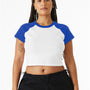 Bella + Canvas Womens Micro Ribbed Raglan Short Sleeve Crewneck Baby T-Shirt - White/True Royal Blue