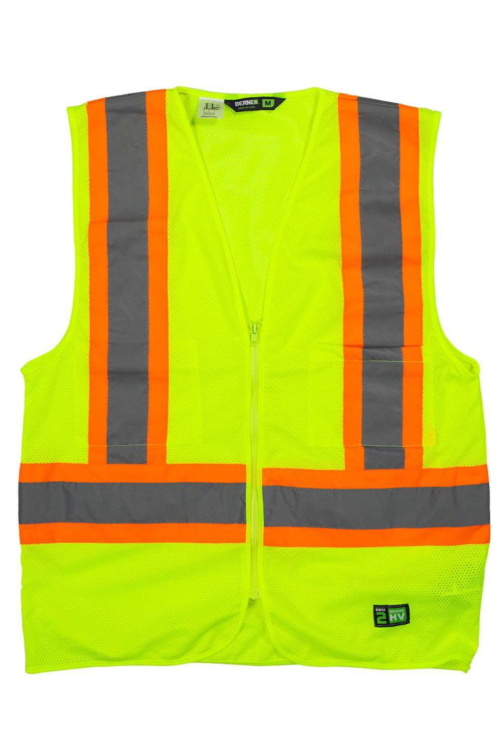 Berne HVV046 Mens Hi Vis Class 2 Vest Yellow Flat Front