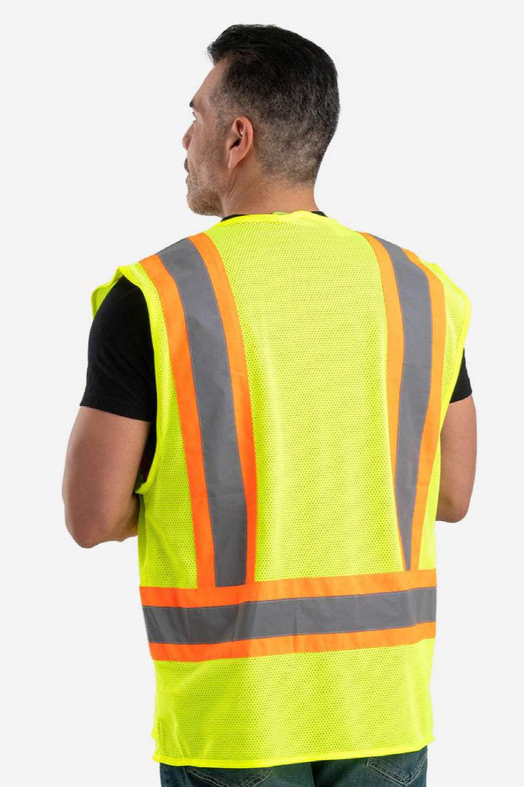 Berne HVV046 Mens Hi Vis Class 2 Vest Yellow Model Back