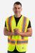 Berne HVV046 Mens Hi Vis Class 2 Vest Yellow Model Side